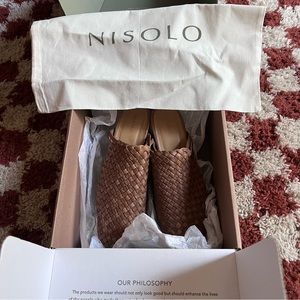 Nisolo All-Day Woven Heeled Mule Almond Size 9